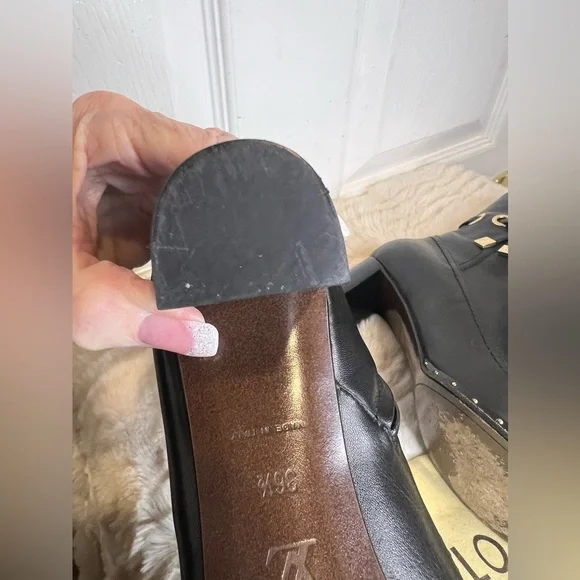 ❤️ LOUIS VUITTON🌷HOST PICK🌷LEATHER ANKLE BOOTS BLACK 6.5 (36.5) - Picture 8 of 16